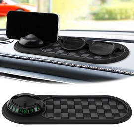 Herxsin Multifunction Car Anti-Slip Mat, Car Dashboard Mobile Phone Holder, Anti Slip Mat Phone Holder and Temporary Parking Number Pad - Secure Storage for Sunglasses, Keys, Gadgets