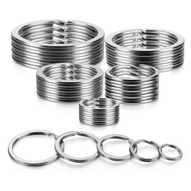 YHYZ Key Rings Assortment, Split Key Ring Loops in 5 Sizes (Small 1/2 inch, 3/4 inch, 1 inch, 1.18 inch, Large 1.37 inch) for Key Chain Dog Pet Collar Tag DIY Craft Car Key (Alloy Steel, Flat Round)