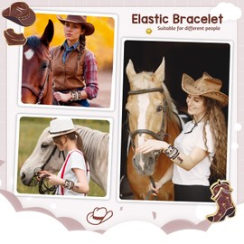 Artlunar Western Cowgirl Beaded Stretch Bracelets, Stackable cowgirl hat boot accessories, Bohemian Jewelry for Women Girls Teens Christmas Birthday Gift Brown