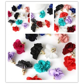 20pcs Chiffon Flower Fabric Petal Tassel for Earring Necklace Jewelry Making Garland Keychain Charms Crafts Decorations (Multi)