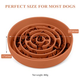 Coomazy Slow Feeder Dog Bowls, Silicone Dog Bowl with Suction Cups, Slow Feeder & Non-Slip Design, Boredom and Anxiety Reducer, Suitable for All Breed Dogs, Orange