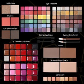 CHARMCODE All in One Makeup Kit, Makeup Kit for Women Full Kit, Make Up Christmas Gift Set for Teen Girls- Eyeshadow Palette,Lip Gloss,Concealer,Highlighter,Blush,Eyeliner,Brow Powder & Contour