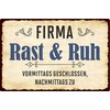 Decorative Tin Sign 20 x 30 cm Company Rast &