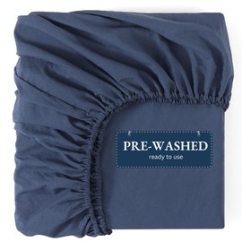 Fitted Sheet Single, Navy – Pre-Washed, Deep Pocket 14 inch (35 cm) - Easy Care - Soft Brushed Microfibre Fabric - Shrinkage and Fade Resistant - Bottom Sheet
