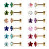 12 Pairs Flat Back Surgical Stainless Steel Stud Earrings, 18K