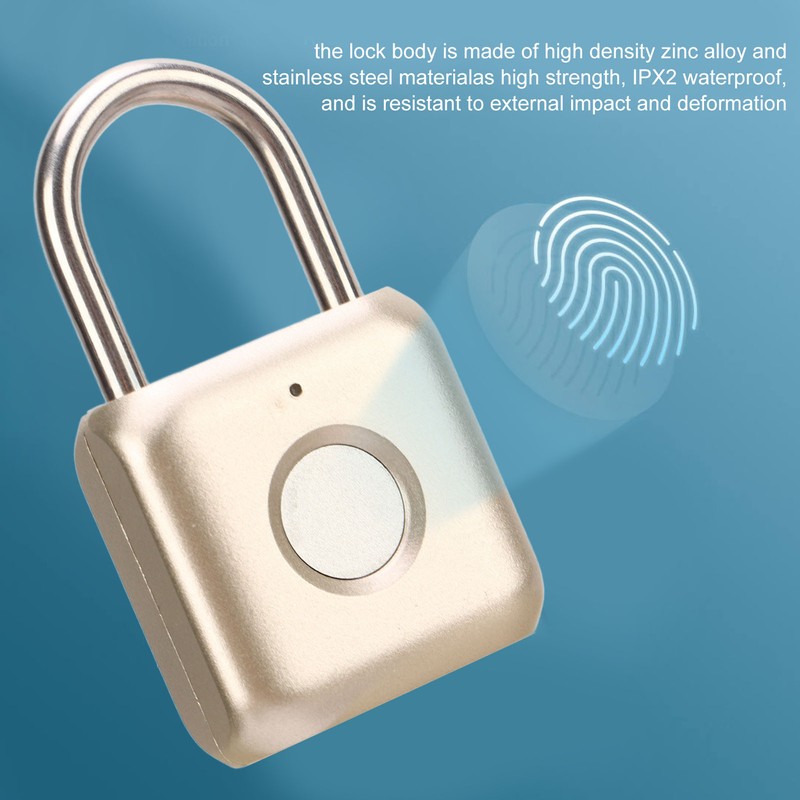 Fingerprint Padlock IPX2 Waterproof Smart Keyless Biometric Thumbprint Lock for