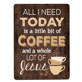 All I Need Is Coffee & Jesus Distressed Wood Look 2.5 x 3.5 Inch Wood Lithograph Magnet