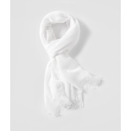 Jeelow Cotton Feel Scarf Shawl Wrap Soft Lightweight Light Travel Scarves Wraps For Men Women (White)