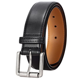 JasGood Men's Leather Belt Casual Belt Leather Jeans Belt Golf Belt 3.8 cm Classic Work Belt for Men, black