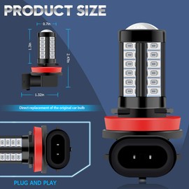 Teguangmei Bombillas LED antiniebla H8 H11 de repuesto para coches superbrillantes, 6000 K, verde 5730 33SMD, para luces de circulación diurna DRL, 12 V-2 unidades