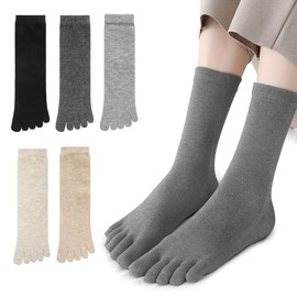 Vivikivi 5 Pairs Women's Toe Socks, Five Finger Running Athletic Socks, Breathable Cotton Toe Separated Socks for Women Sports