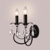 Crystal Wall Sconce,2- Lights Vintage Candle Wall Sconces,Black Wall Lamp,