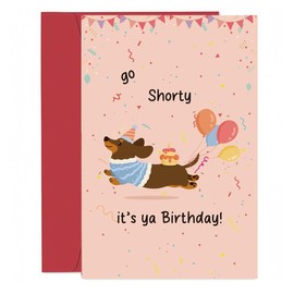 GONZTEL 1 Piece Dachshund Birthday Cards (with Kraft Envelopes) - Funny Cards with Text - For Men, Women, Friends and Dog Lovers