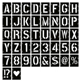 8 Inch Letter Stencils Symbol Numbers Craft Stencils, 42 Pcs Reusable Alphabet Templates Interlocking Stencil Kit for Painting on Wood, Wall, Fabric, Rock, Sign, DIY Art Projects (8 inch)