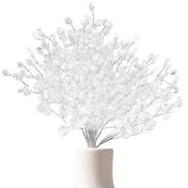 Kisangel 50 Unidades De Ramos Artificiales con Cuentas AcríLicas Y Tallos MetáLicos Flexibles para DecoracióN De Bodas Centros De Mesa Fiestas Y Hogar - 16 Cm