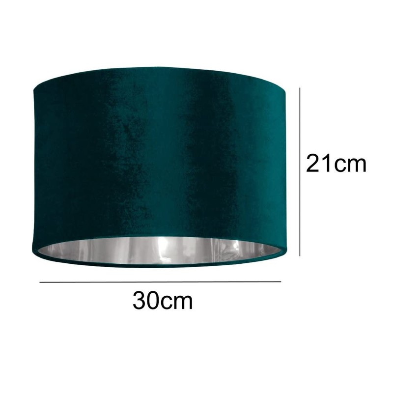 Teal Velvet & Silver Inner Modern Easy Fit Round Drum