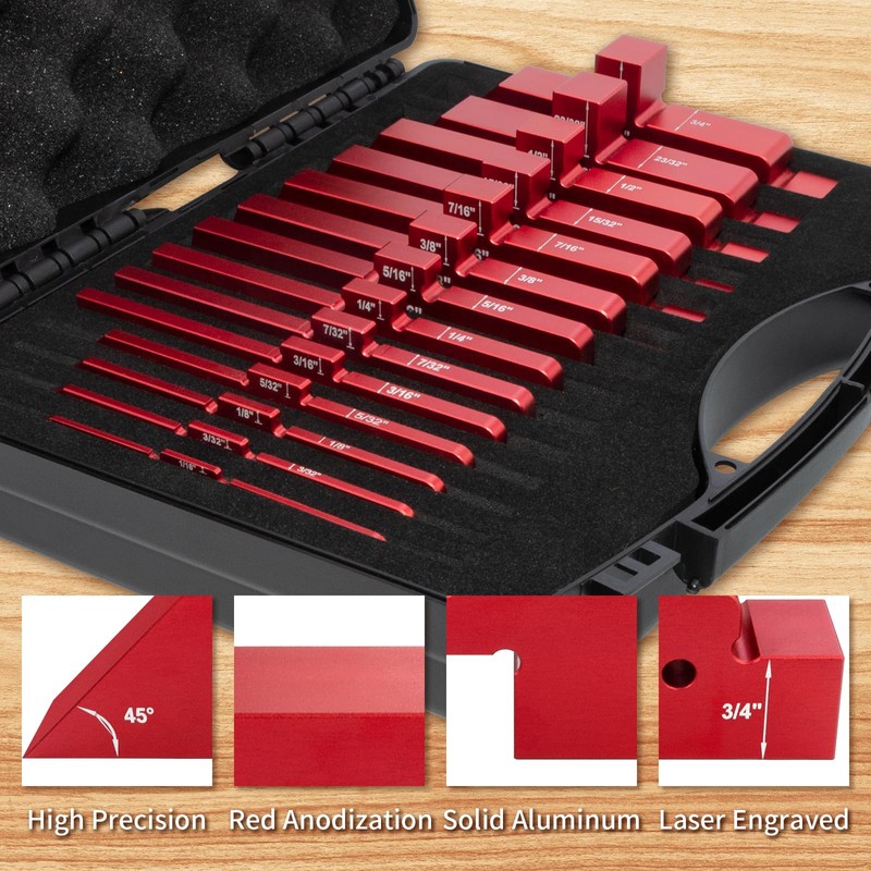 SIIIXS Router Table Setup Bars,14pcs Aluminum Precision Setup Blocks Height