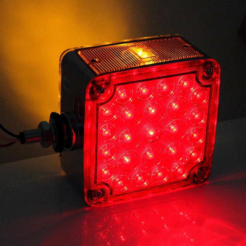 LBRST Red+AmberSquare 52 Led Double-Face Pedestal Fender Light LED Stop