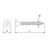DAIDOHANT 10176766 Light Weather Screws, Unichrome, Nominal Diameter d, 0.1