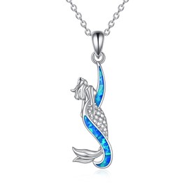 AXELUNA Merimaid Necklace Sterling Silver Little Mermaid Pendant Jewelry Gifts for Women Girls Silver, Sterling Silver, No Gemstone