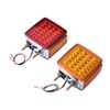 amopacorp 2pcs 4" Square 51-LED Dual Face Amber Red Stop