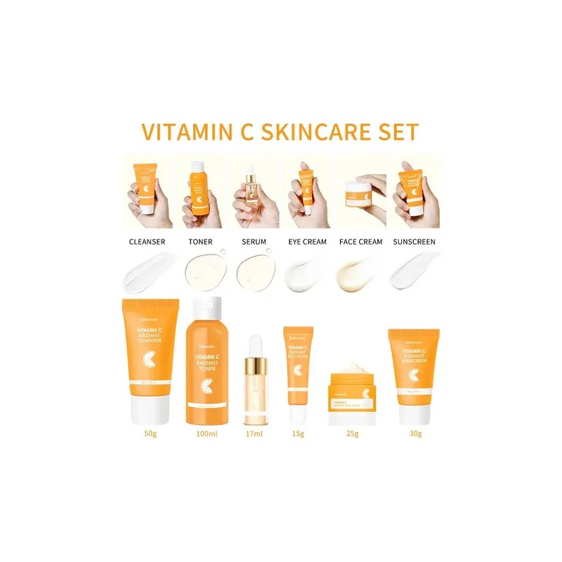 Set De Cuidado Facial Con Vitamina C, Rutina Completa