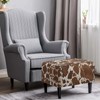 Talayituse Brown Cow Print Stretch Velvet Ottoman Slipcover Rectangle Folding