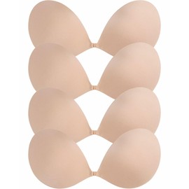 Sticky Bras Push Up - 4 Pairs Adhesive Invisible Silicone Bra Backless Strapless Bra for Women with Nipple Covers B