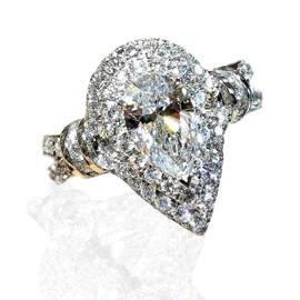 925 Sterling Silver Shiny Full Diamond Gemstone Ring Tear Drop Shape 3Ct Cubic Zirconia Rings CZ Teardrop Diamond Ring Eternity Engagement Wedding Band Ring for Women Z.49 (US Code 10)