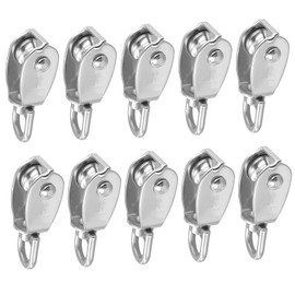 CHEUKYIU Pack of 10 Pulleys Stainless Steel 15 mm, M15 Rope Pulley, Stainless Steel, Small Pulley for Ropes, Wire Ropes, Hanging