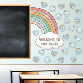Boho Rainbow Bulletin Board Decorations Set, Boho Classroom Door Decor, Colorful Positive Affirmation Cutouts for Teacher Welcome Back to School Classroom Wall Door Decor