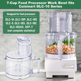Cuisinart Food Processor Replacement Parts: FP-631AGTXT-1 Bowl, DLC-117BGTXT1 Cover, DLC-118BGTXT1 Sleeve and DLC-120BGTX-1 Pusher Compatible with Cuisinart DLC-10 Series, Top with 4 locking taps