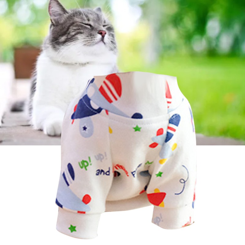 Cat Jumpsuit Cute Soft Breathable Lightweight Reduce Lost Hair Cotton