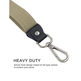 Ausukler Braces for Men and Women Extra Strong 2.5 cm with Carabiner Hook Elastic Strap for Jeans, beige