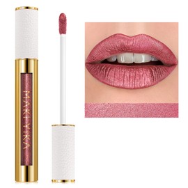 MAKI YIKA Red Lipstick for Women Metallic Lipsticks Glitter Long Lasting Lipstick No Smudge No Transfer Liquid Lip Gloss (BR03 Be Happy)