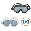 1+1 Wide Anti-Fog Swimming Goggles with Large Grey Clear Lenses (Set of 2) Grey Clear White (2 pcs)