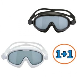 1+1 Wide Anti-Fog Swimming Goggles with Large Grey Clear Lenses (Set of 2) Grey Clear White (2 pcs)