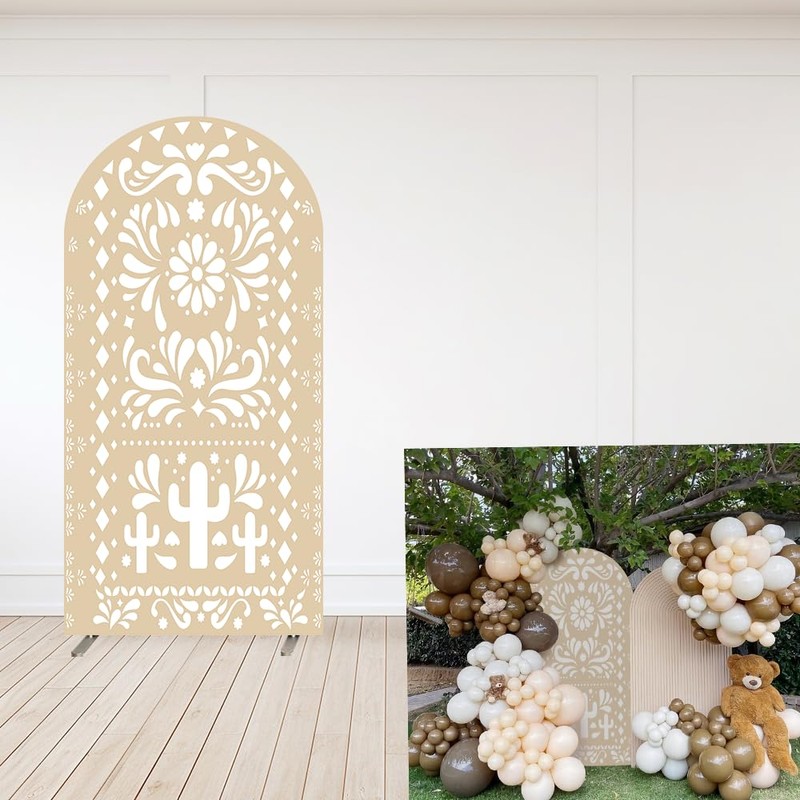 White Beige Arch Backdrop for Baby Shower Mexican Talavera Wedding