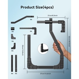 Pathneer Solar Cover Holder for Above Ground Pool, 4 Pack Adjustable Pool Cover Hooks Keep Solar Blanket Off The Ground, Strong & Stable, Fit for Most Above Ground Swimming Pools, Black