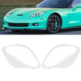 Kojem Clear Headlight Lens Cover Compatible with 2005-2013 Corvette C6 Headlamp Lens Shell 2Pcs Left & Right Lenses