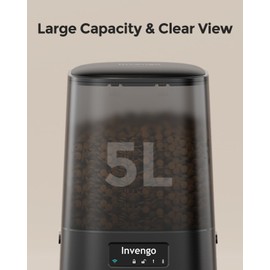 Invengo MeowServe S20 Automatic Cat Feeder with 5G WiFi, 5L Timed Food Dispenser with APP Control, SUS 304 + ABS, Auto Dispenser for Cats, Dogs, Small Pets, Dry Food Compatible