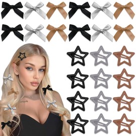 YAEISM 24PCS Mini Bow Hair Clips Brown Star Hair Clips Non-Slip Small Hair Bows Elegant Y2K Star Hair Accessories for Women Girls