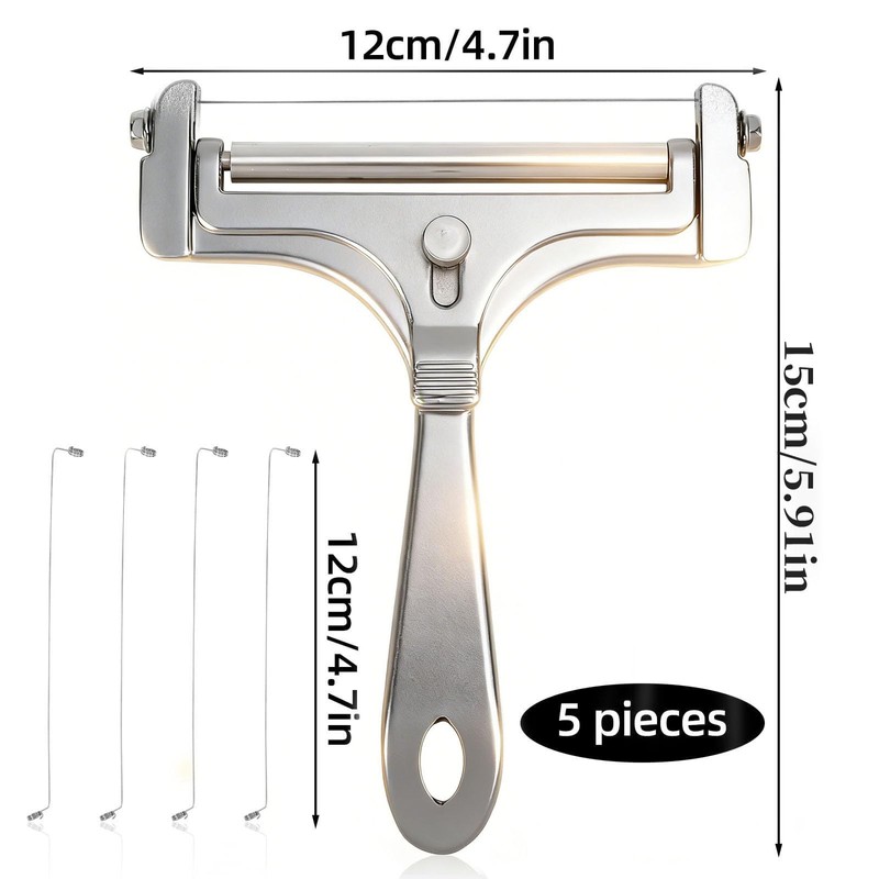 BoAn Wire Cheese Slicer with 4 Replacement Wires, Adjustable Thickness