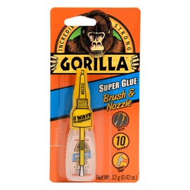 Gorilla Super Glue with Brush & Nozzle Applicator, 12 Gram, Clear, (Pack of 10)