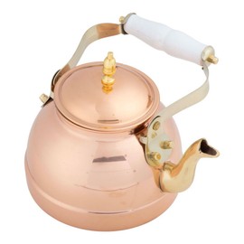 Classic Cuisine Copper Tea Kettle - Teapot for Stovetop with Copper Exterior, Nickel Lining, and Ceramic Handle - 7.25C/1.8Q Vintage-Style Kettle - Perfect for Tea, Coffee, or Cooking