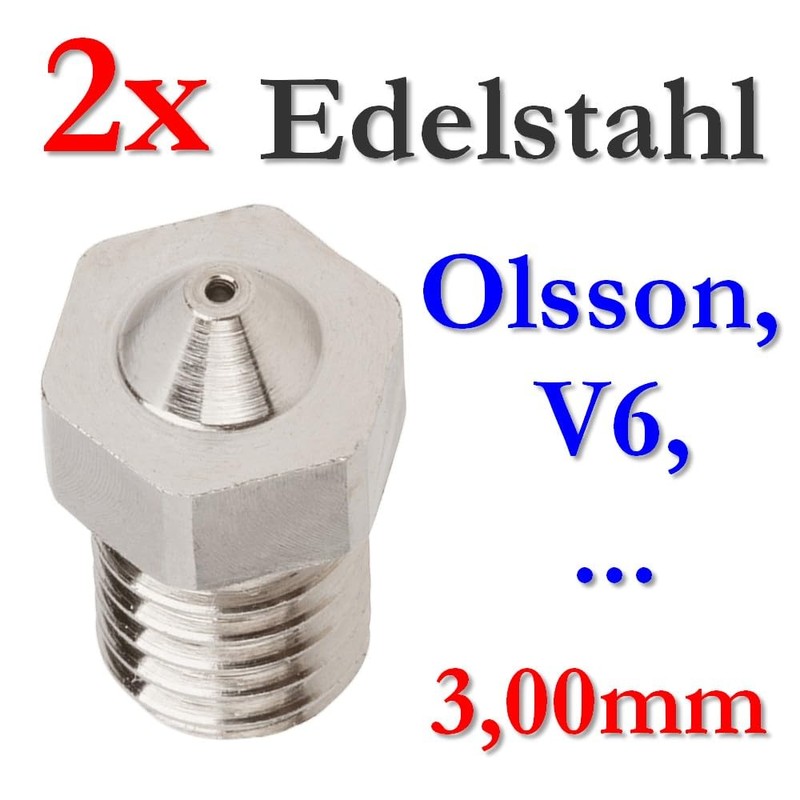 2x E3D V5 V6 JHead Nozzle for Stainless Steel 3.00