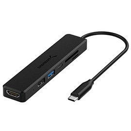 Sabrent Multi-Port USB Type-C Hub with 4K HDMI | Power Delivery (60 Watts) | 1 USB 3.0 Port | 1 USB 2.0 Port | SD/microSD Card Reader (HB-TC6C)