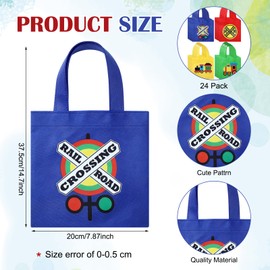 Silkfly 24 Pcs Train Themed Party Favor Tote Bags - Canvas With Handles for Kids Goodie Treat - Birthday Party Supplies