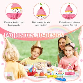 YUFFQOPC Pack of 9 Birthday Decoration, Honeycomb Decoration, Paper Table Decoration, Birthday, Colourful Happy Birthday Table Ornaments, Party Accessories for Men, Women, Birthday Party Table Toppers