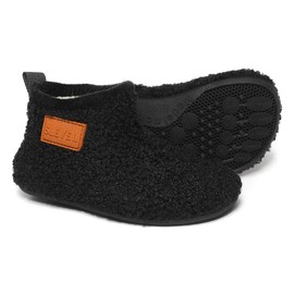 ditont Toddler Slippers Non-Slip Lightweight Indoor Winter Fuzzy Warm Kids Grip First Walking House Home Shoes Bootie for Boys Girls (dt191007Black21)